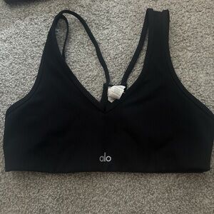 ALO Yoga Black Ribbed V-Neck Tank